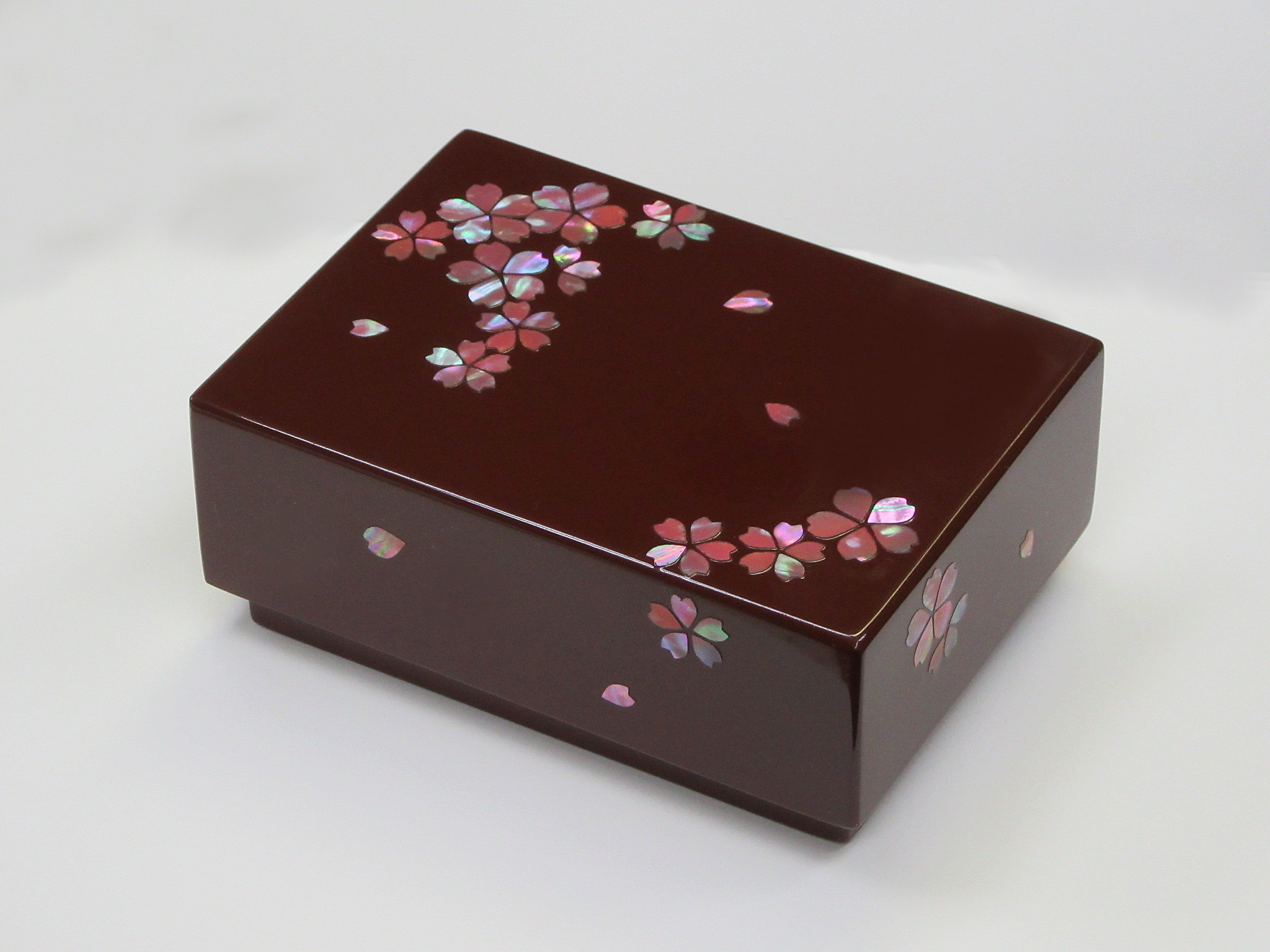 小箱　古代朱　桜　螺鈿